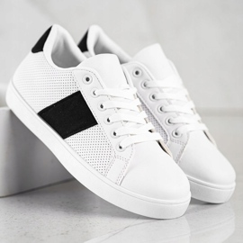 SHELOVET Deportivas caladas con piel ecológica blanco 3