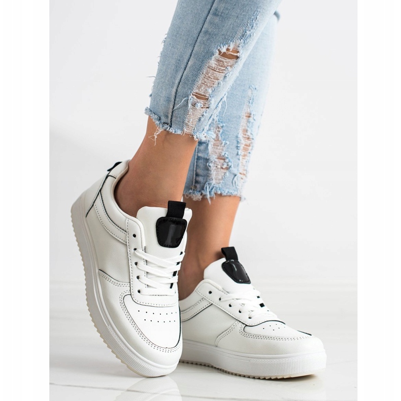 SHELOVET Calzado deportivo de cuero ecológico blanco 1