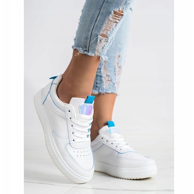 SHELOVET Calzado deportivo de cuero ecológico blanco 1