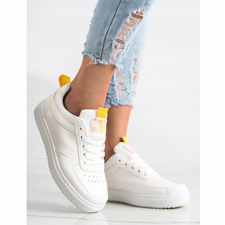 SHELOVET Deportes estar con cuero ecológico blanco 2