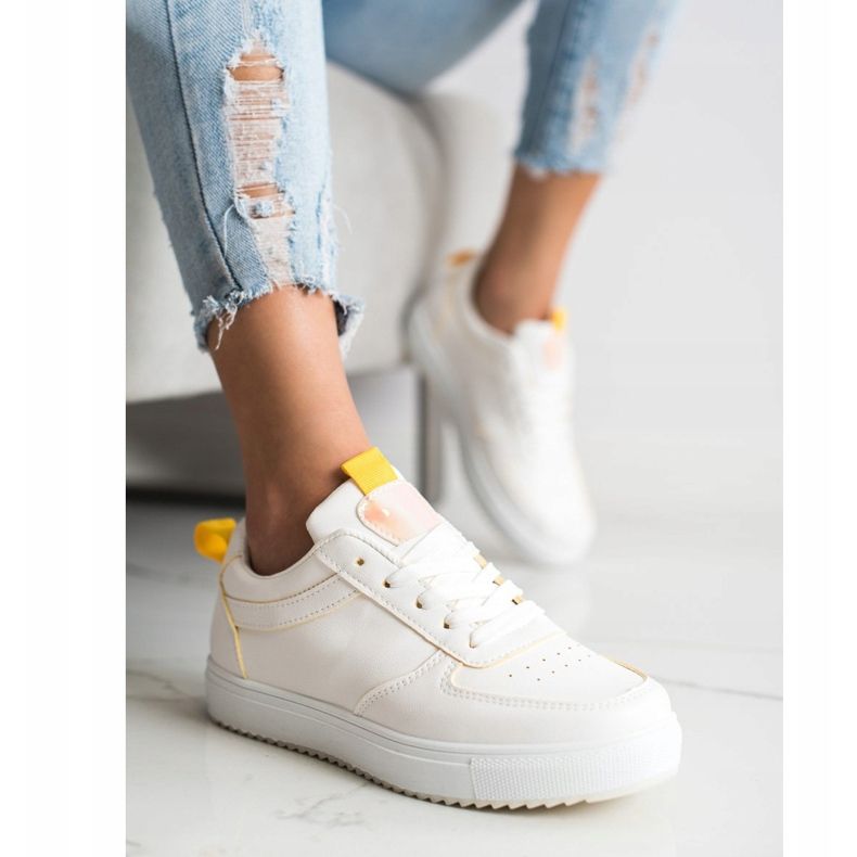 SHELOVET Deportes estar con cuero ecológico blanco 1