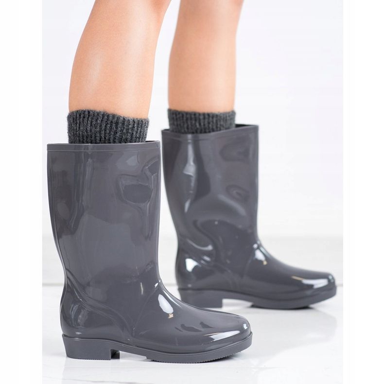 SHELOVET Botas altas brillantes gris 1