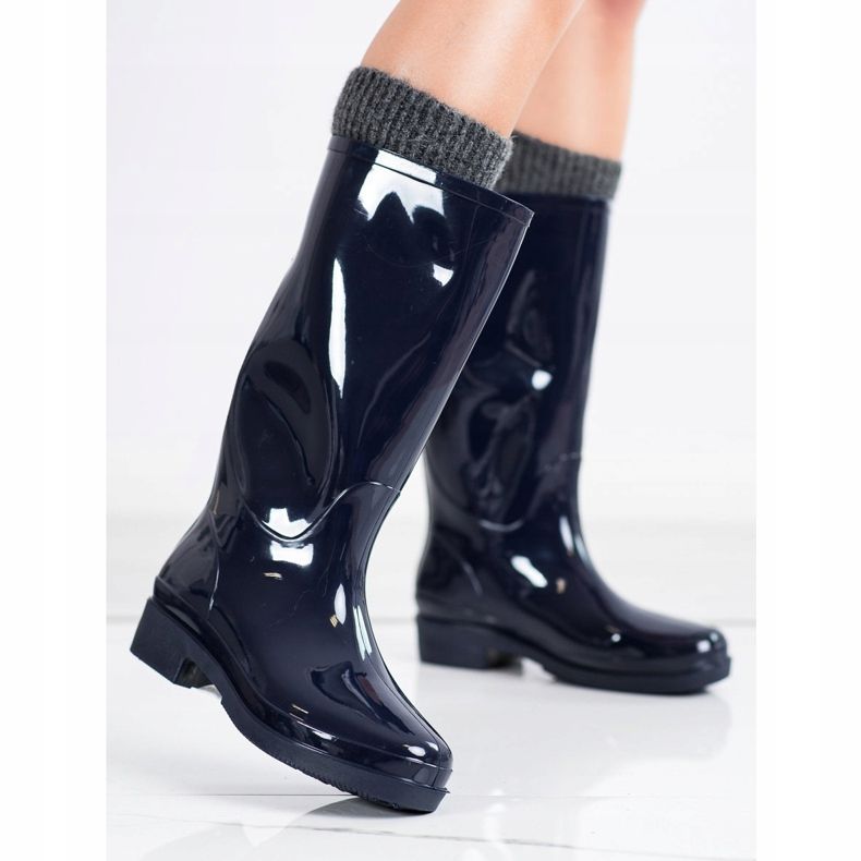 SHELOVET Chanclos de alto brillo azul marino 1