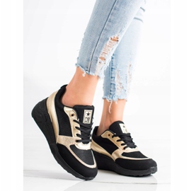 SHELOVET Zapatillas clásicas NEGRAS y ORO negro dorado 1