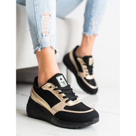 SHELOVET Zapatillas clásicas NEGRAS y ORO negro dorado 4