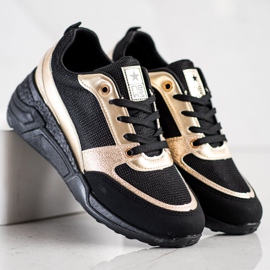 SHELOVET Zapatillas clásicas NEGRAS y ORO negro dorado 2