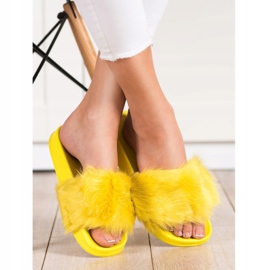 SHELOVET Zapatillas de Goma con Piel amarillo 4