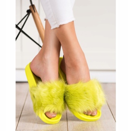 SHELOVET Zapatillas de Goma con Piel verde amarillo 2