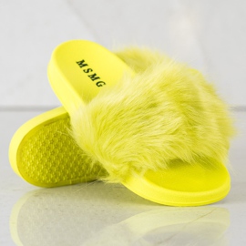 SHELOVET Zapatillas de Goma con Piel verde amarillo 4