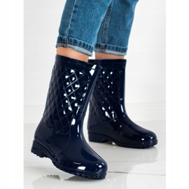 Bona Botas de agua acolchadas brillantes azul marino 1