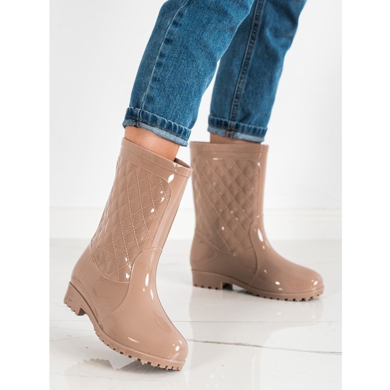 Bona Botas de agua acolchadas brillantes beige 1