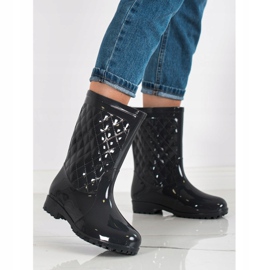 Bona Botas de agua acolchadas brillantes negro 1