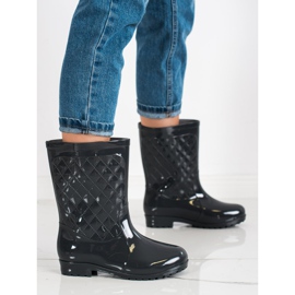 Bona Botas de agua acolchadas brillantes negro 3