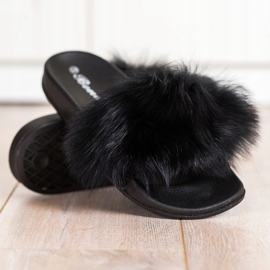 Bona Chanclas de moda con piel negro 2