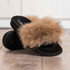 Bona Chanclas de moda con piel marrón 3