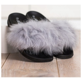Bona Chanclas de moda con piel gris 3