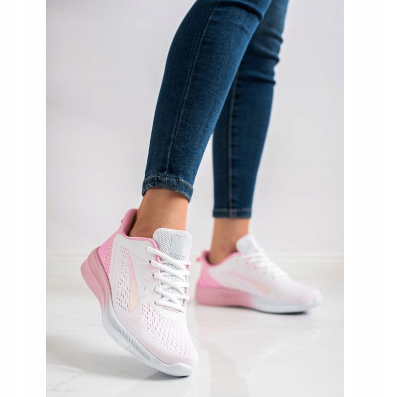 Bona Zapatillas caladas para primavera blanco rosa 1