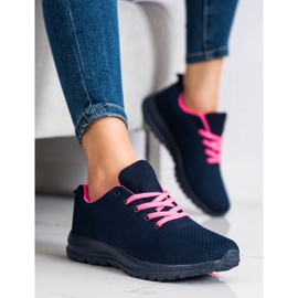 SHELOVET Zapatos deportivos ligeros azul marino rosado 4