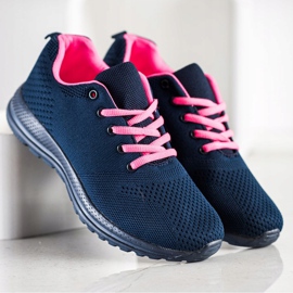 SHELOVET Zapatos deportivos ligeros azul marino rosa 2