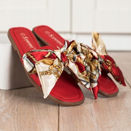 Seastar Pantuflas elegantes con lazo decorativo rojo 2