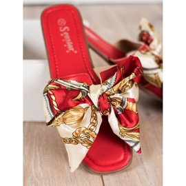 Seastar Pantuflas elegantes con lazo decorativo rojo 3