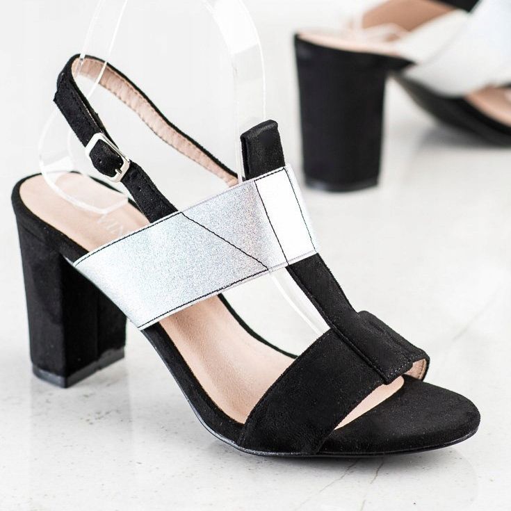 Sandalias VINCEZA con estilo negro plata 1