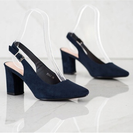 Zapatos de salón con tacón abierto de Sergio Leone azul 1