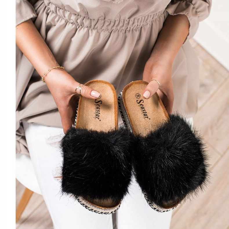 Seastar Zapatillas de moda en una plataforma decorativa negro 2