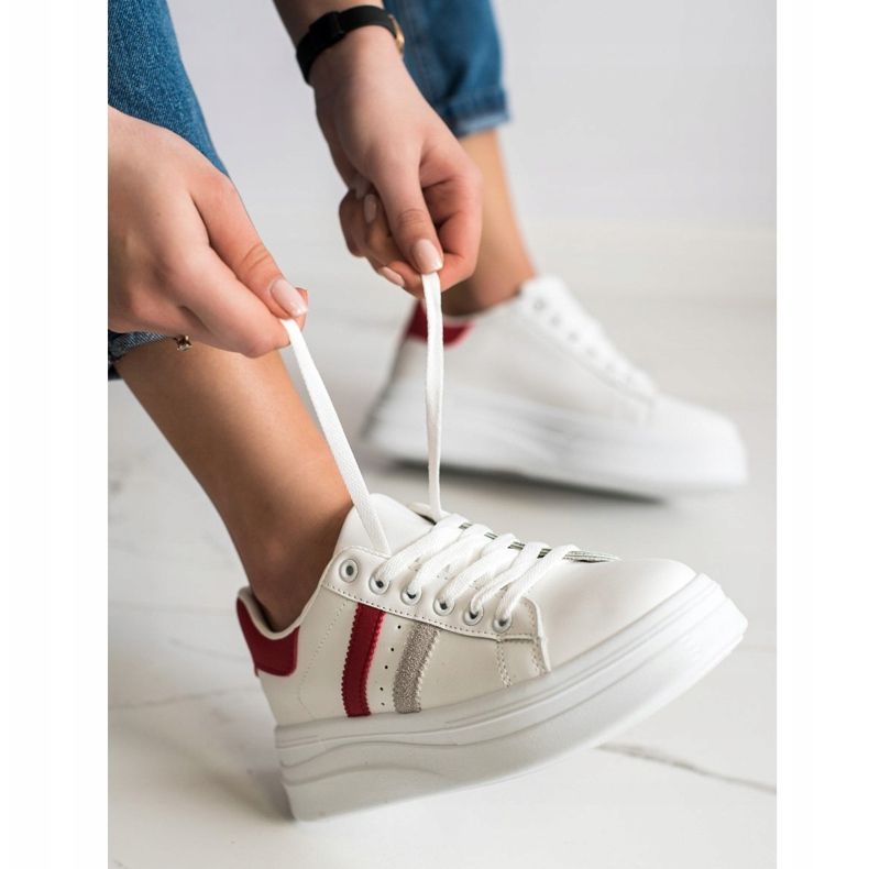 SHELOVET Zapatillas con inserciones de ante blanco 2