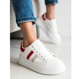 SHELOVET Zapatillas con inserciones de ante blanco 3