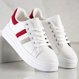 SHELOVET Zapatillas con inserciones de ante blanco 1