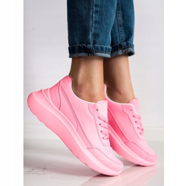 SHELOVET Zapatillas clásicas de piel ecológica rosado 3