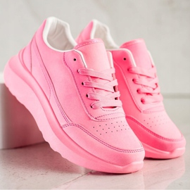 SHELOVET Zapatillas clásicas de piel ecológica rosado 5