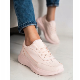 SHELOVET Zapatillas clásicas de piel ecológica rosado 2