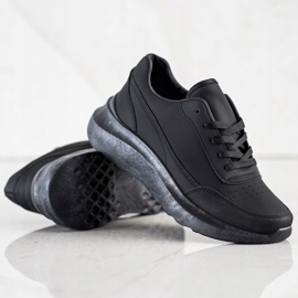 SHELOVET Zapatillas clásicas de piel ecológica negro 4