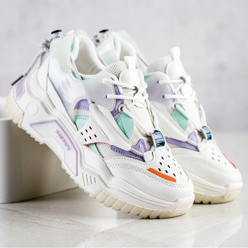 SHELOVET Zapatillas coloridas de moda blanco multicolor 1