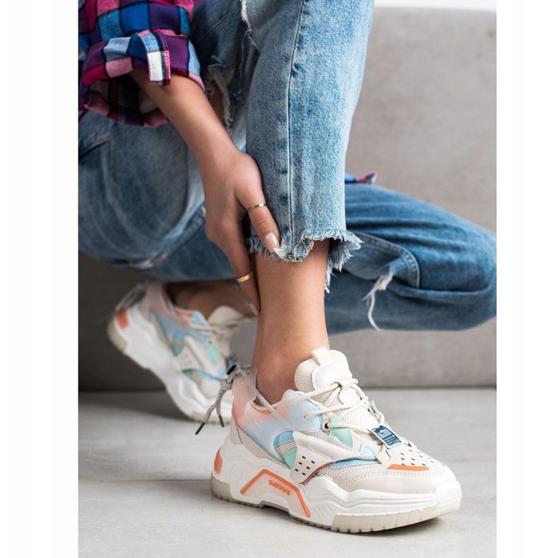 SHELOVET Zapatillas coloridas de moda beige multicolor 1