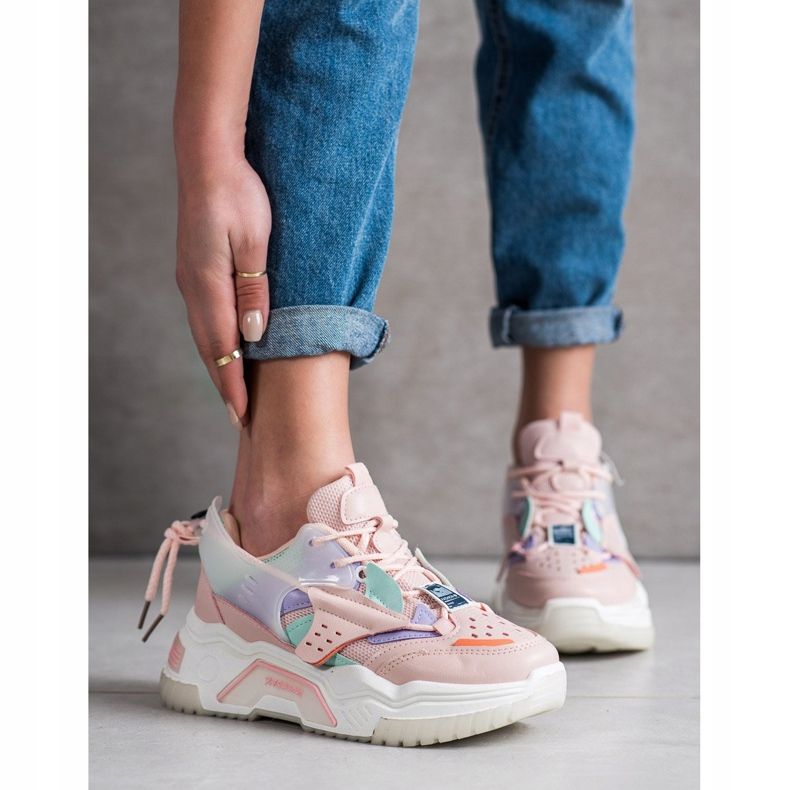 SHELOVET Zapatillas coloridas de moda rosa multicolor 1