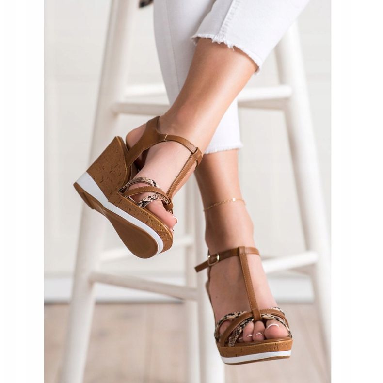 Sandalias de cuña Sergio Leone marrón 2