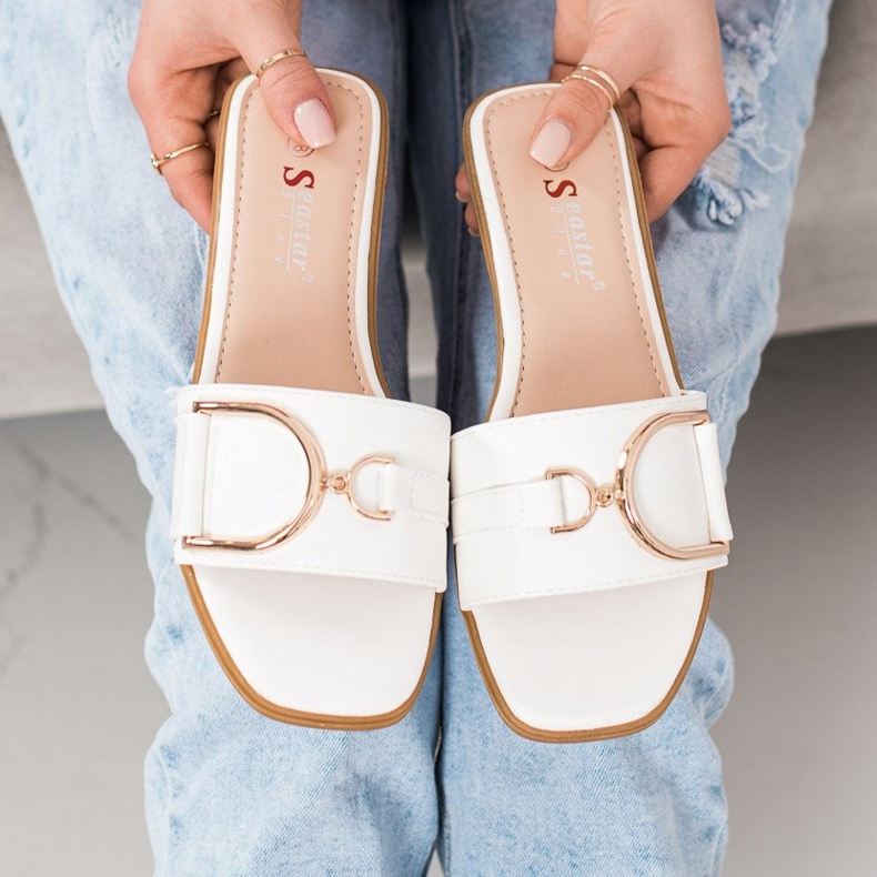 Seastar Pantuflas Elegantes Con Adorno blanco 1