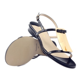 Sandalias de mujer en dorado Sagan 2698 decoración negro 3
