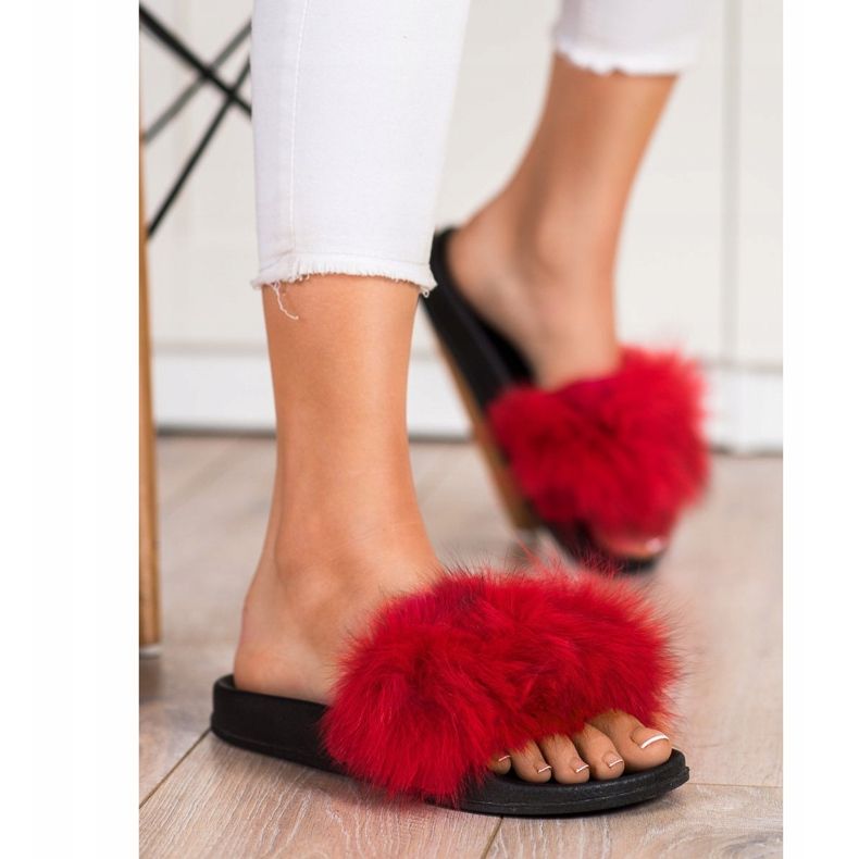 Bona Chanclas de moda con piel rojo 2