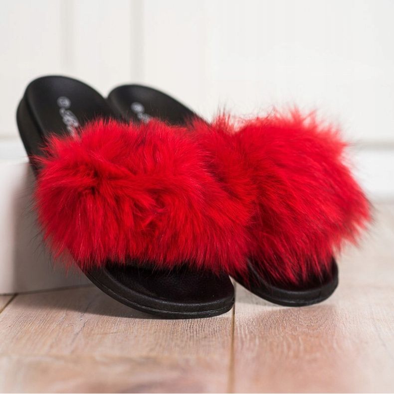Bona Chanclas de moda con piel rojo 1