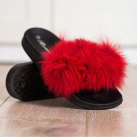 Bona Chanclas de moda con piel rojo 4