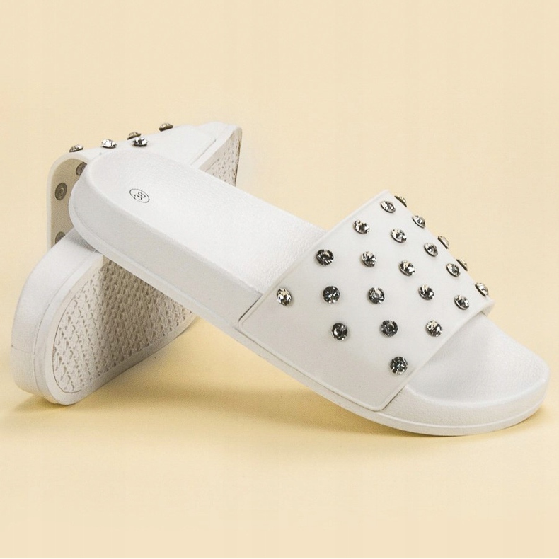 SHELOVET Pantuflas cómodas para mujer blanco 1 SHELOVET Pantuflas cómodas para mujer blanco 1