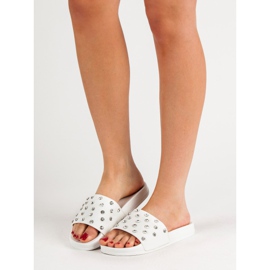 SHELOVET Pantuflas cómodas para mujer blanco 2 SHELOVET Pantuflas cómodas para mujer blanco 2