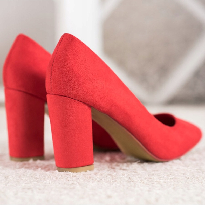 SHELOVET Zapatos de tacón rojos con ante 1 SHELOVET Zapatos de tacón rojos con ante 1