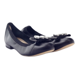 Bailarinas femeninas con arco y cristales 1402 Black Gamis negro 4