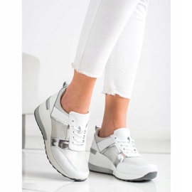 Deportivas de piel con purpurina VINCEZA blanco plata 3