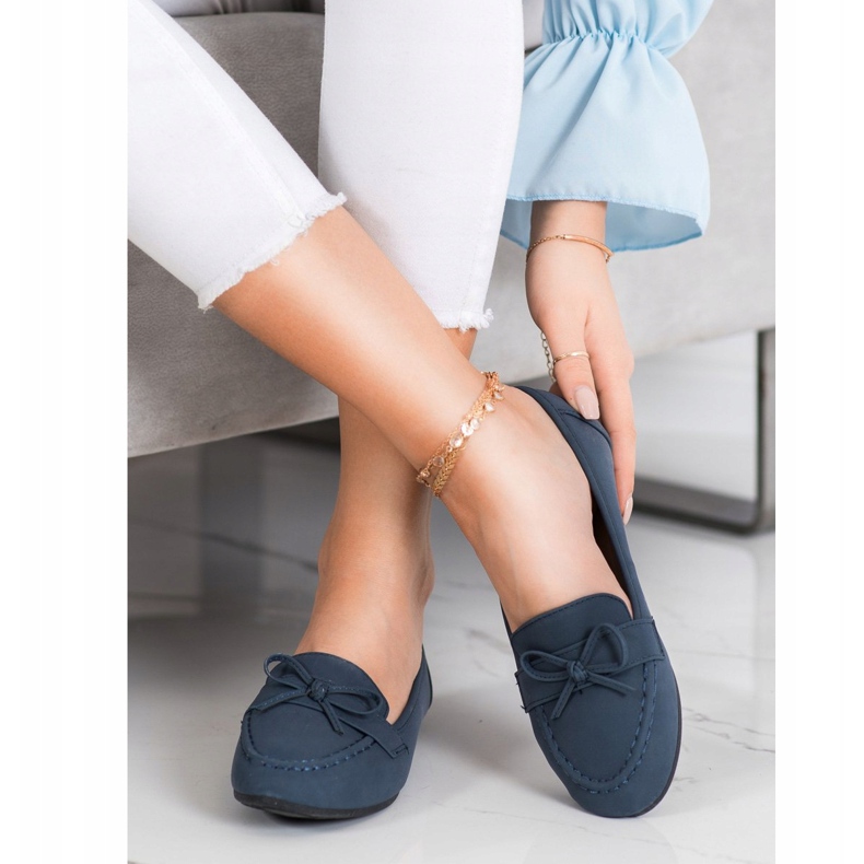 Diamantique Mocasines de piel ecológica azul 2